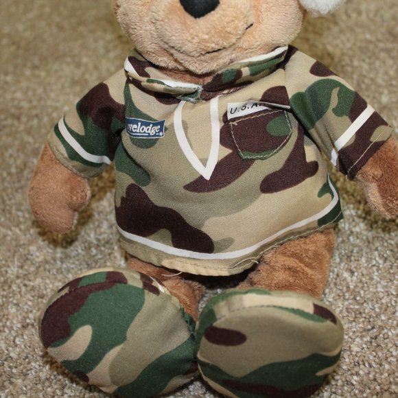 Travelodge Hotel US Army Sleepy Teddy Bear Plush Stuffed Animal Camo Toy 13" HTF - Picture 4 of 8